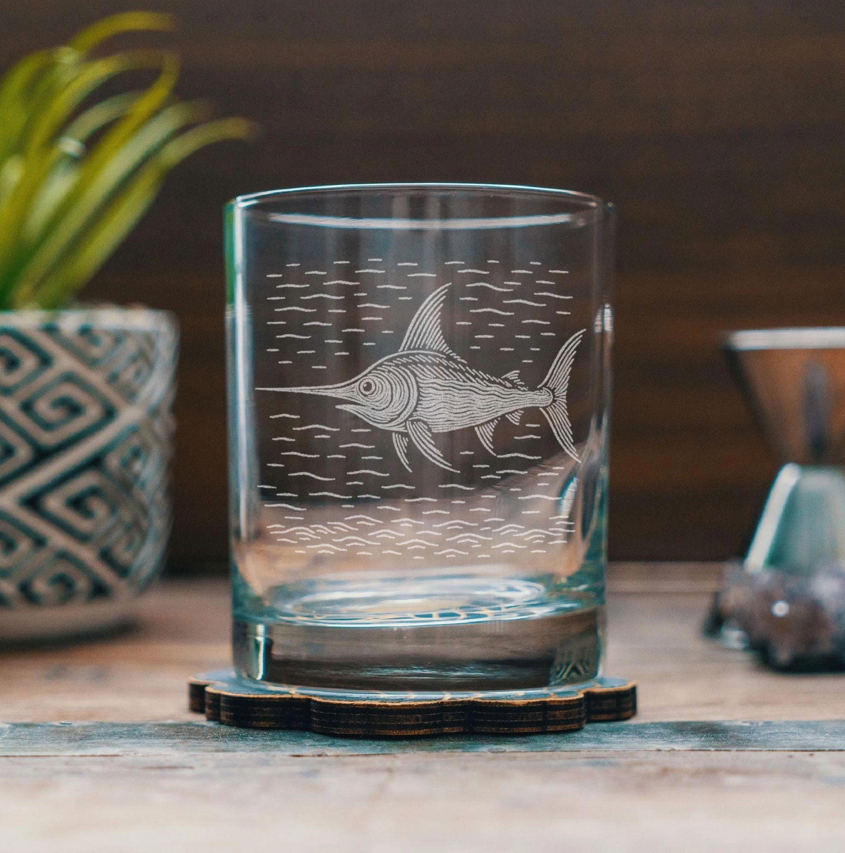 Set of Pelagic Fish Old-Fashioned Glasses