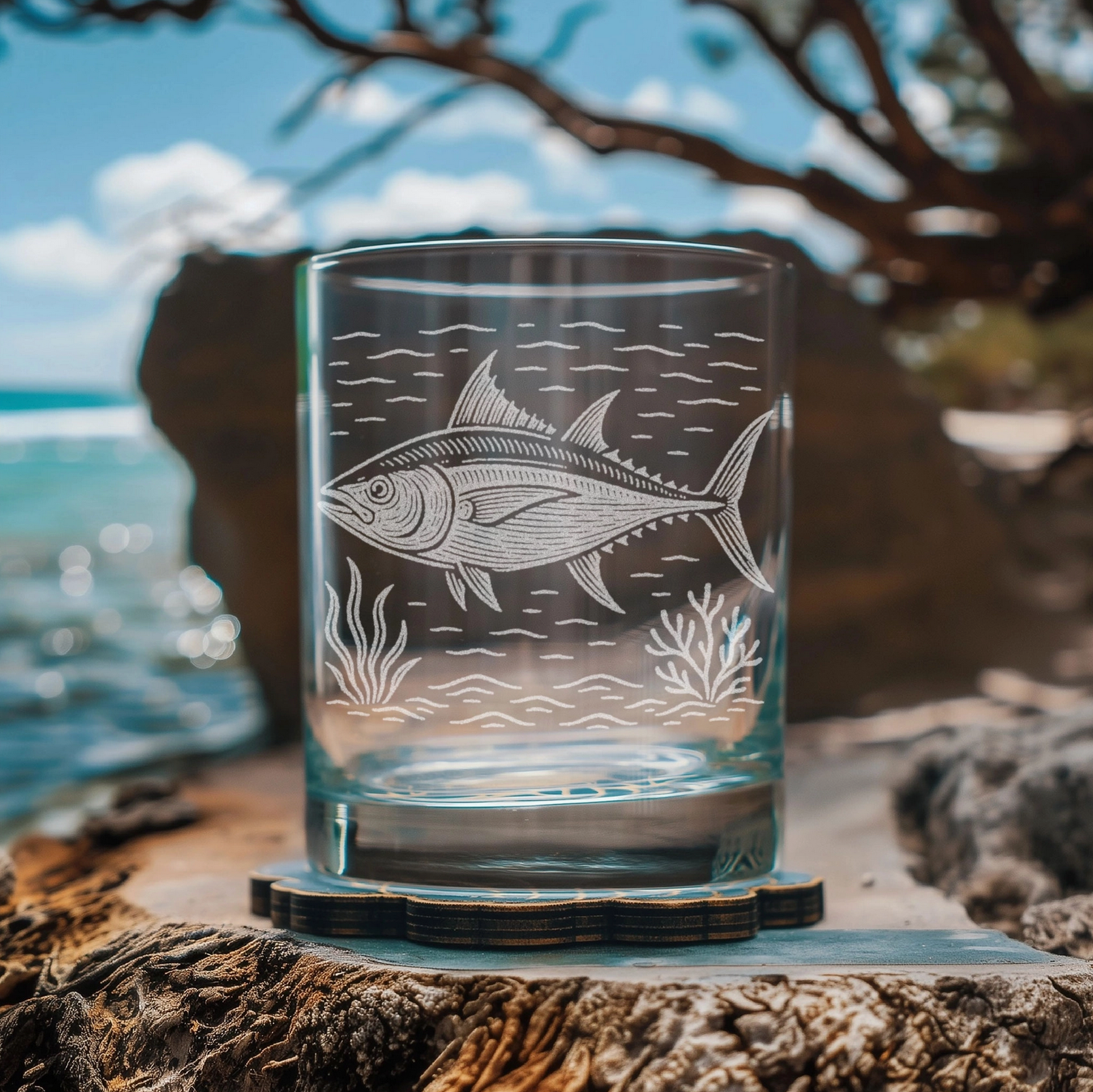 Set of Pelagic Fish Old-Fashioned Glasses